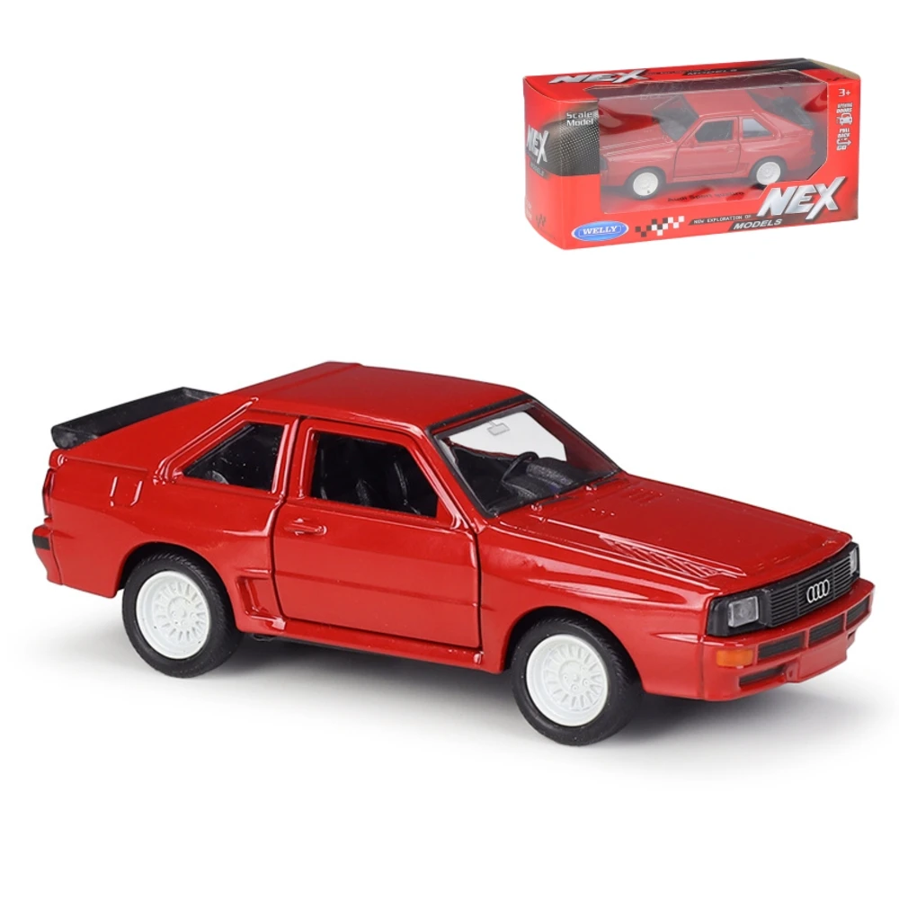 

1:36 Scale Welly Audi Quattro Classical Toy Car Diecast Model Pull Back Doors Openable Educational Collection Gift For Children