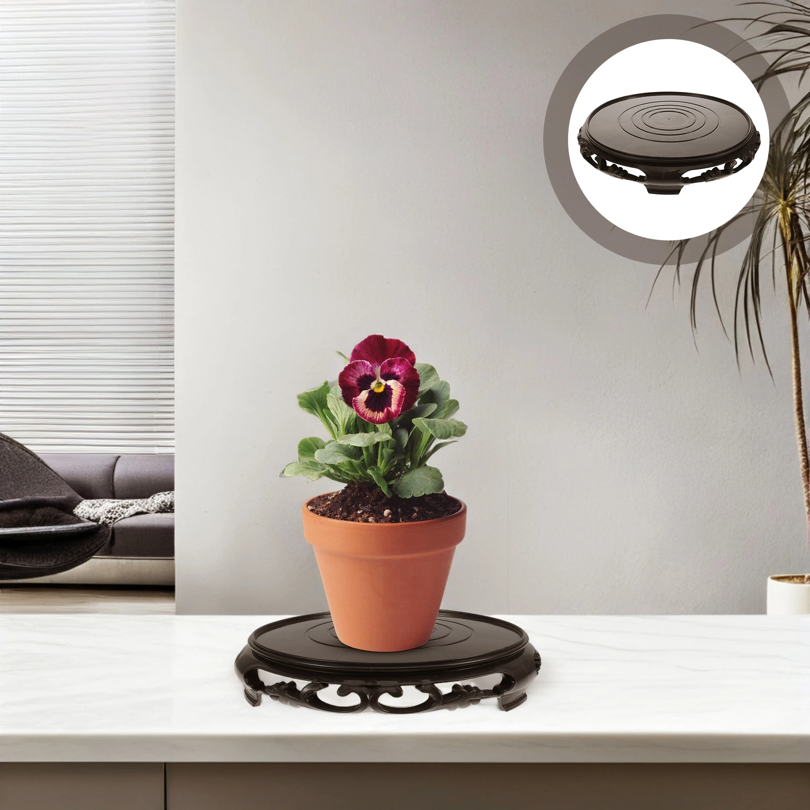 

Plastic Flower Pot Stand Traditional Chinese Vase Holder Round Base Indoor Outdoor Decor Durable Stable Planter Display