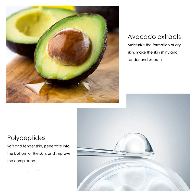 Set per la cura della pelle Avocado polipeptide crema per il viso detergente Toner idratante riparatore Anti-età prodotti per la cura della pelle del viso cosmetici