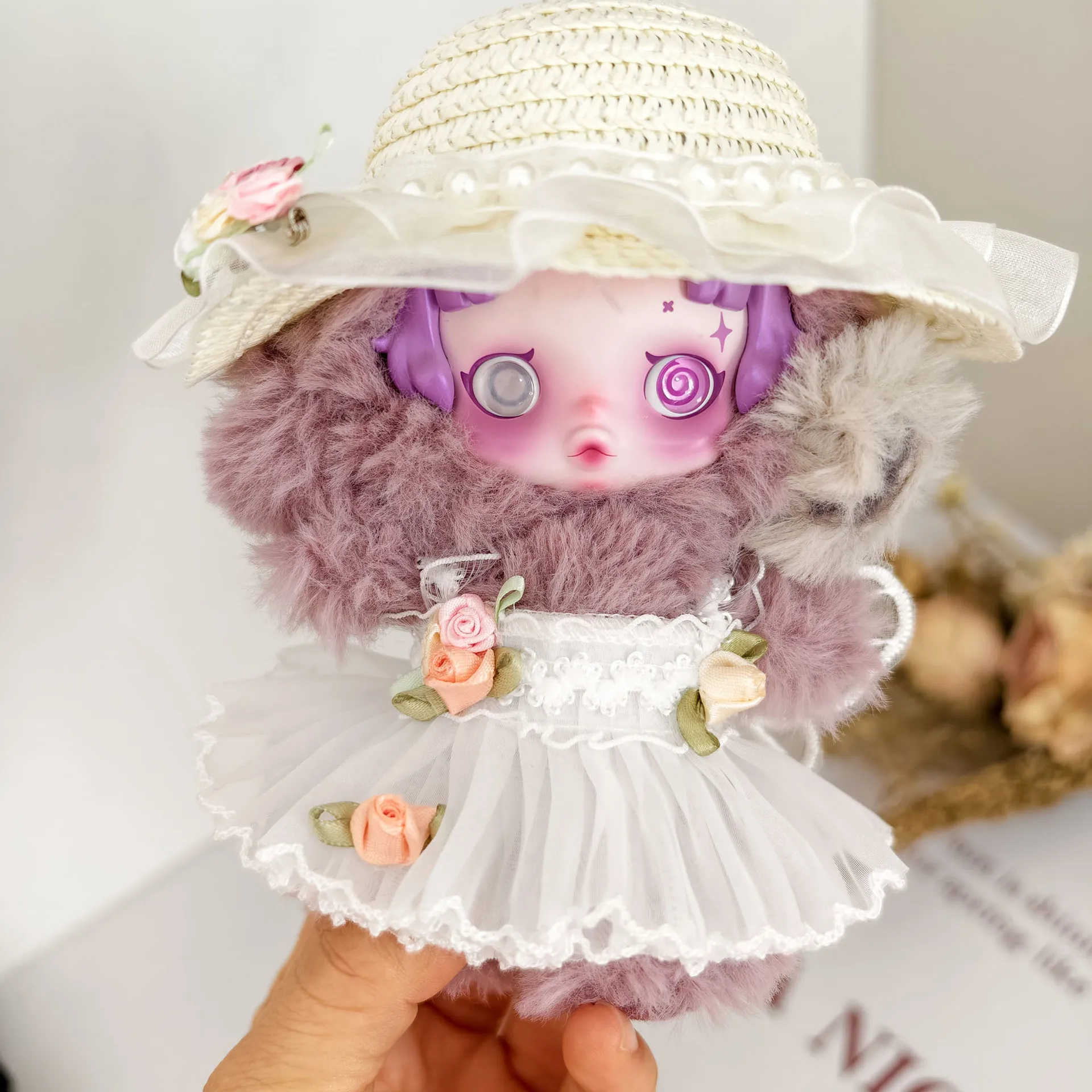 ملابس بوب مارت SP دمية الزي 17 سنتيمتر فستان زفاف الأميرة الوردي-مجموعة ملابس الدمية القطيفة من قوانغتشيوان ملابس بوب مارت #4