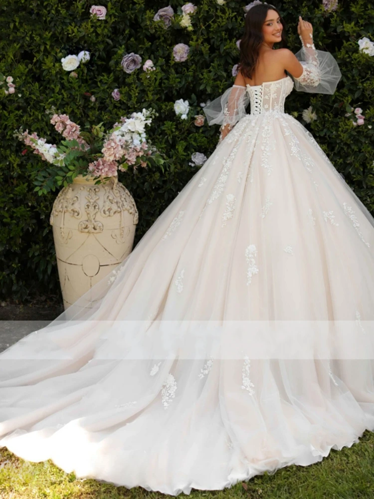 Gorgeous Wedding Dresses Exquisite Bridal Gowns Lace Appliques Off The Shoulder Puff Sleeves Vestidos De Novia Customized 2025