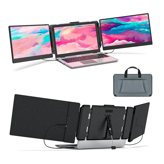 

Portable Monitor For Laptop-14"Full HD 1080p Display Triple Monitor Screen Extender For 13'' -17.3'' Maximum Width 405mm Laptops