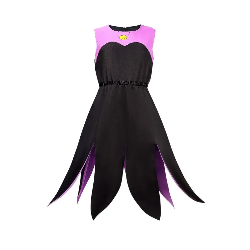 الأخطبوط الساحرة أنيمي تأثيري حلي أسود أرجواني فستان الظلام الشر امرأة مثير ملابس الكبار الأطفال هالوين مهرجان الكرنفال