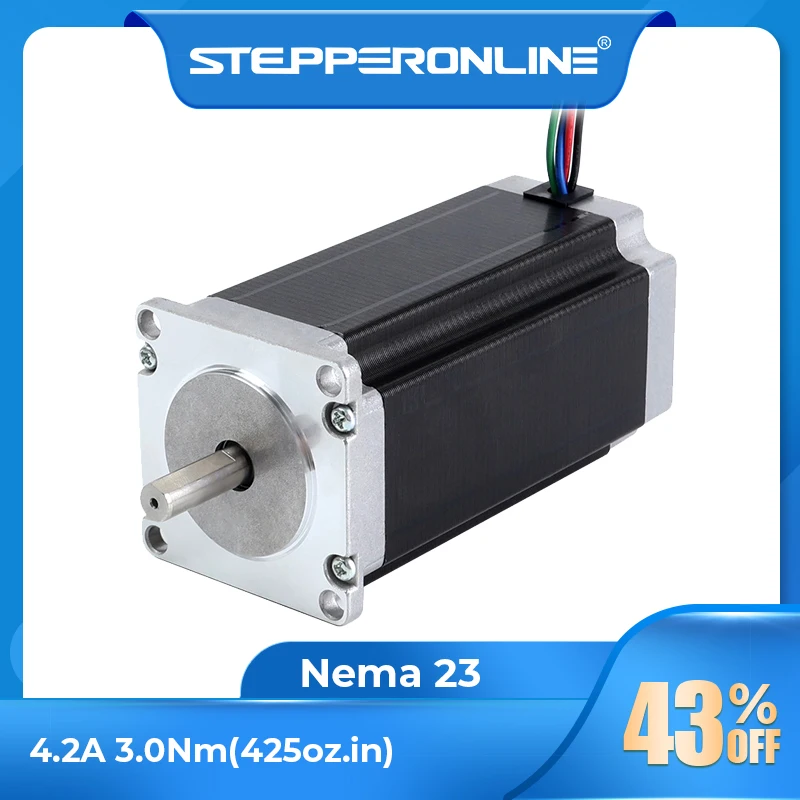 STEPPERONLINE Nema 23 Stepper Motor 3Nm 4.2A Stepping Motor 8mm Diameter 4 Wires for 3D Printer CNC Milling Machine