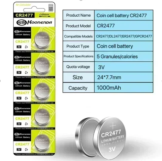 Kalkulator baterai lithium tombol 3V, senter berkinerja tinggi, tahan suhu tinggi, baterai koin, CR24771000Mah