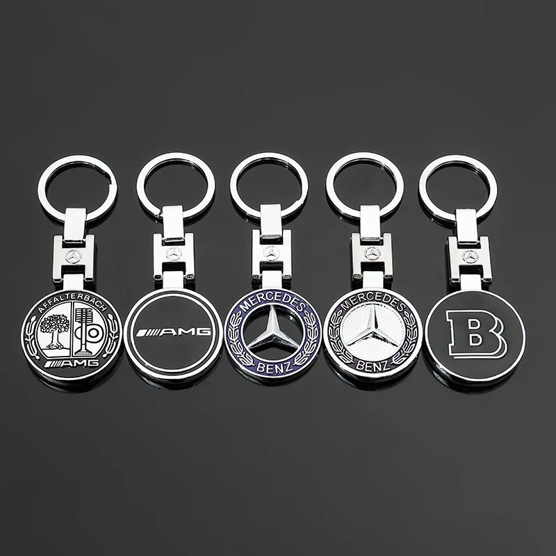 Metal Car Keychain Pendant Double sided Key Ring for Mercedes Benz New B/C/E Class A Class C200L GLC GLK New CLA GLA