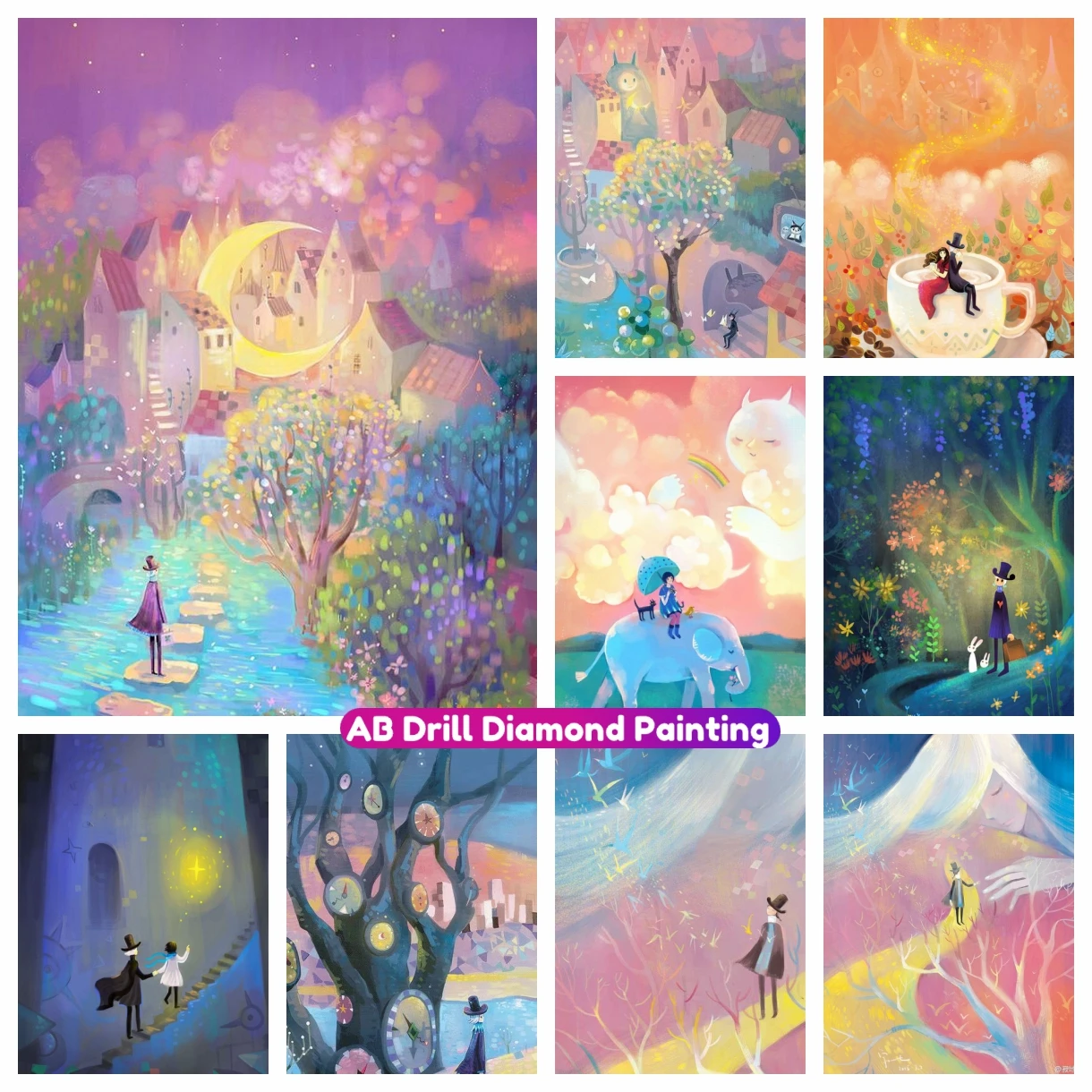 

Colourful Full Drills AB Diamond Painting Romance Landscape 5D DIY Mosaic Embroidery Cross Stitch Set Handmade Craft Home Decor