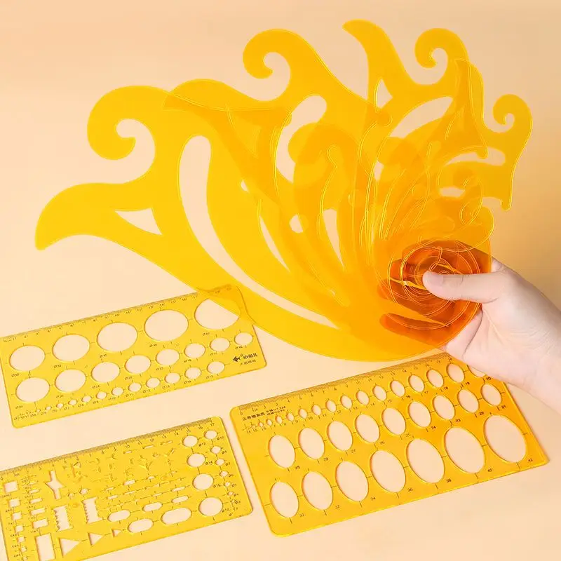 Curve board drawing ruler Multifunctional Arc template Special hollow transparent cloud for geometric drawing