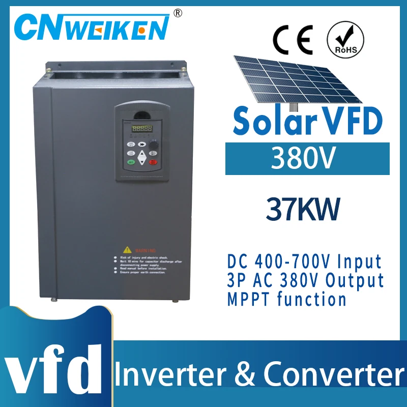 

High-power Solar VFD Frequency Speed Controller 37KW 45KW 55KW DC input 400-700V Motor Drive 3-Phase Out 380V Variable Inverter