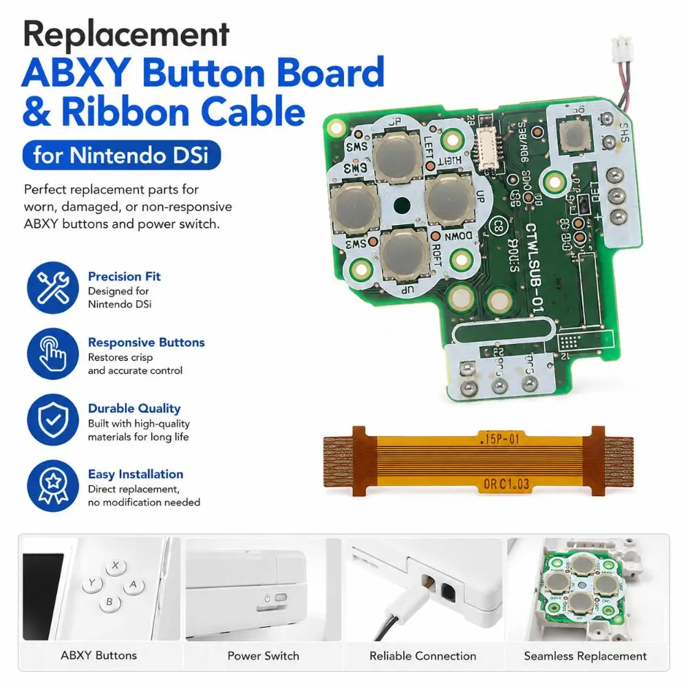 DIY Power Switch Board Flex Cable Spare Parts Direction Key Button Console Parts ABXY Buttons Board for NDSI Console Repair