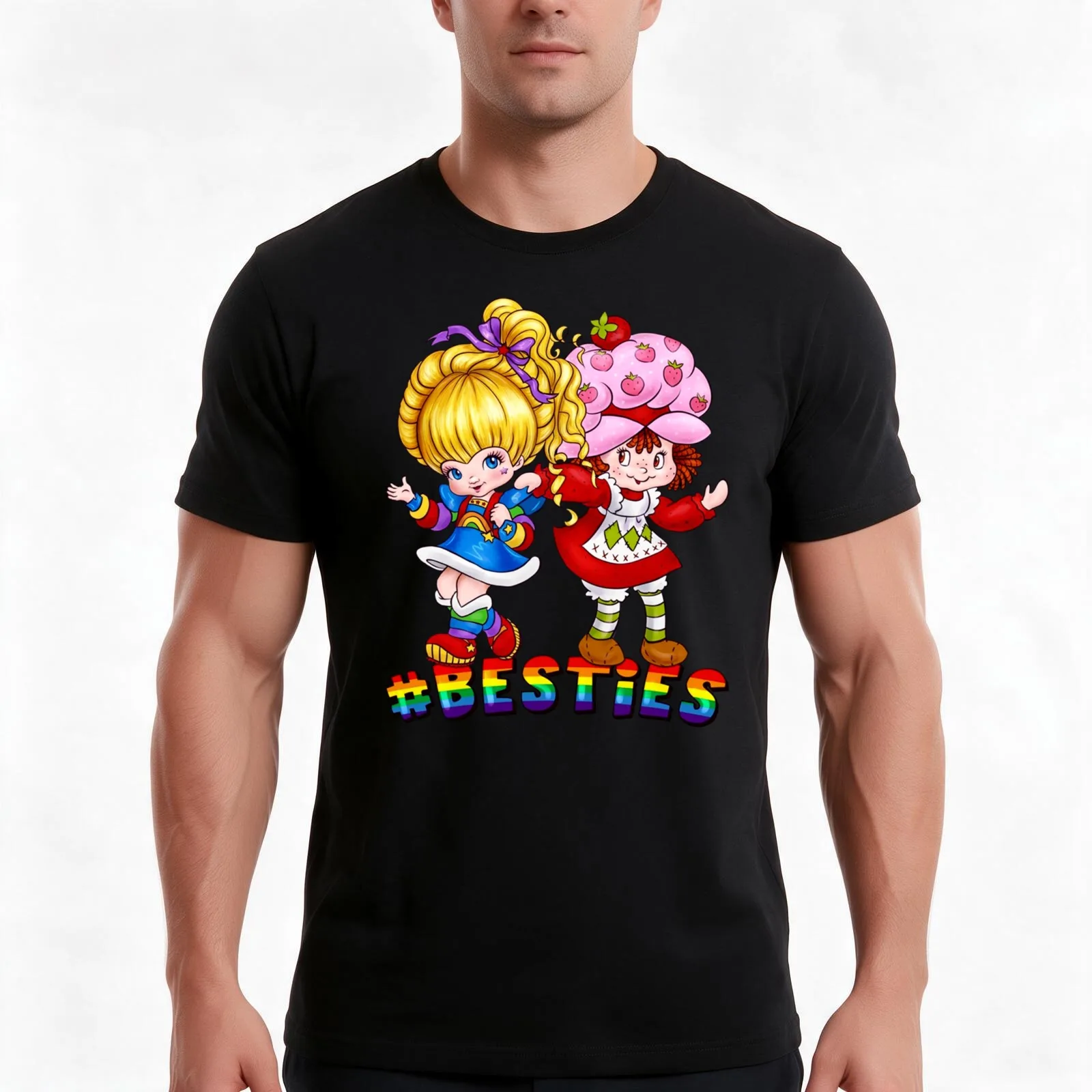 Besties Robot Brite T-Shirt Summer Casual Cotton Tee Oversized Streetwear Tops Vintage Graphic Print Loose Fit Short Sleeve