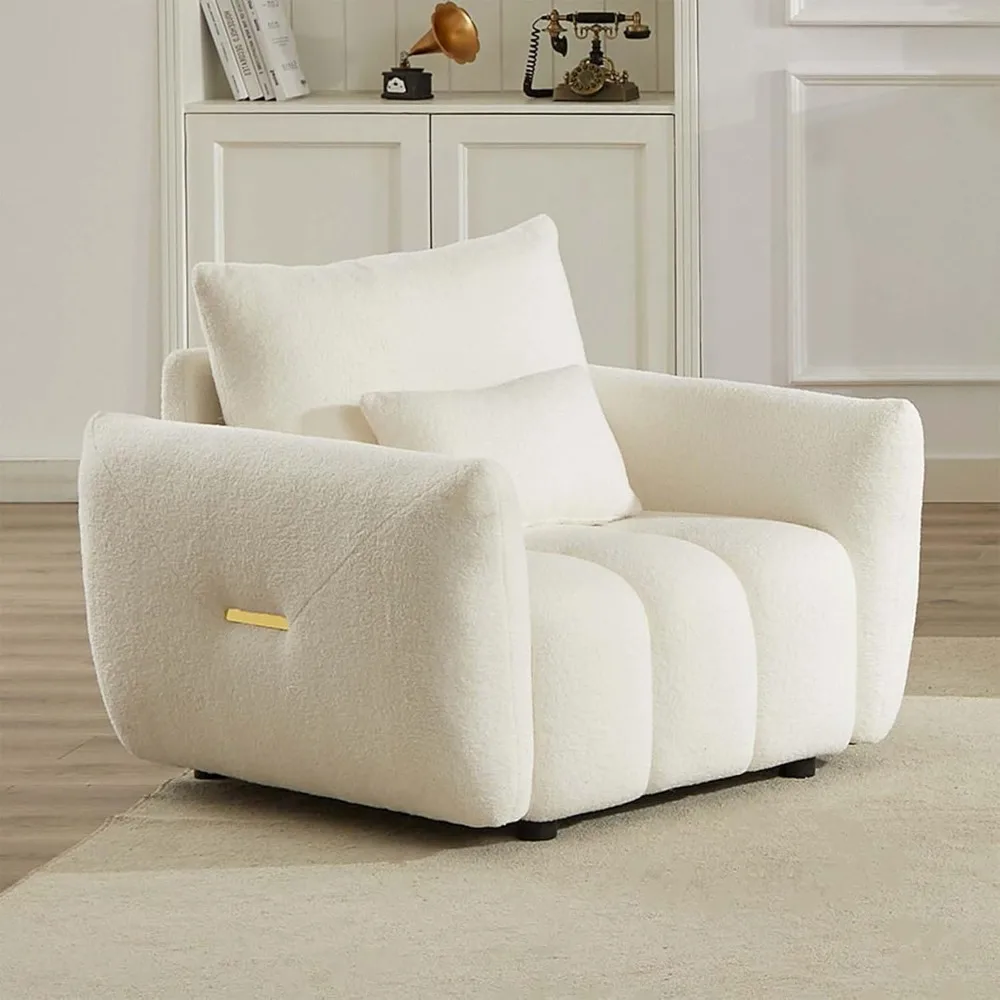 

39.7" Modern Accent Single Sofa Chair,Comfy Deep Seat Teddy Living Room Chair, Leisure Boucle Reading Sofa Arm Chair for Bedroom