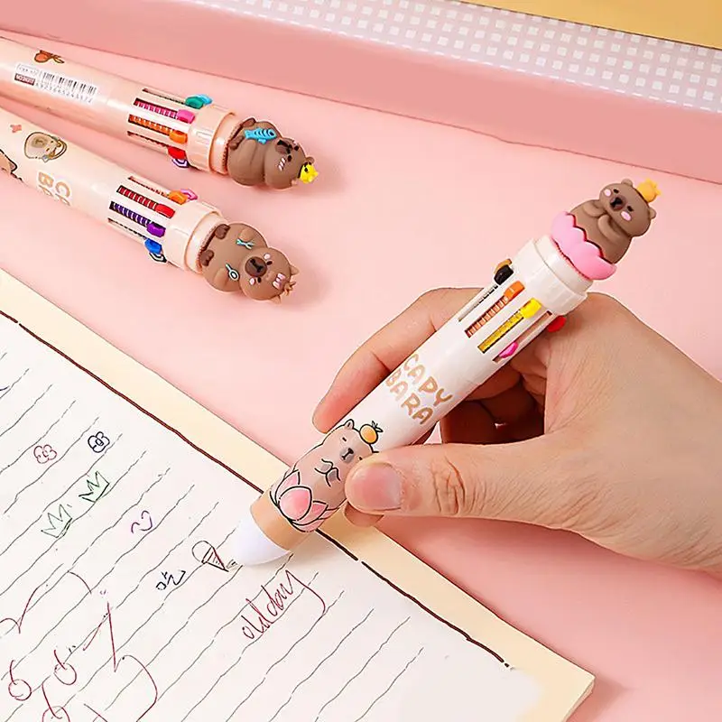 capybara Ballpoint Pens - Ideal School Supplies and Writing Tools for Kids with 10 Colors and Multiple Uses