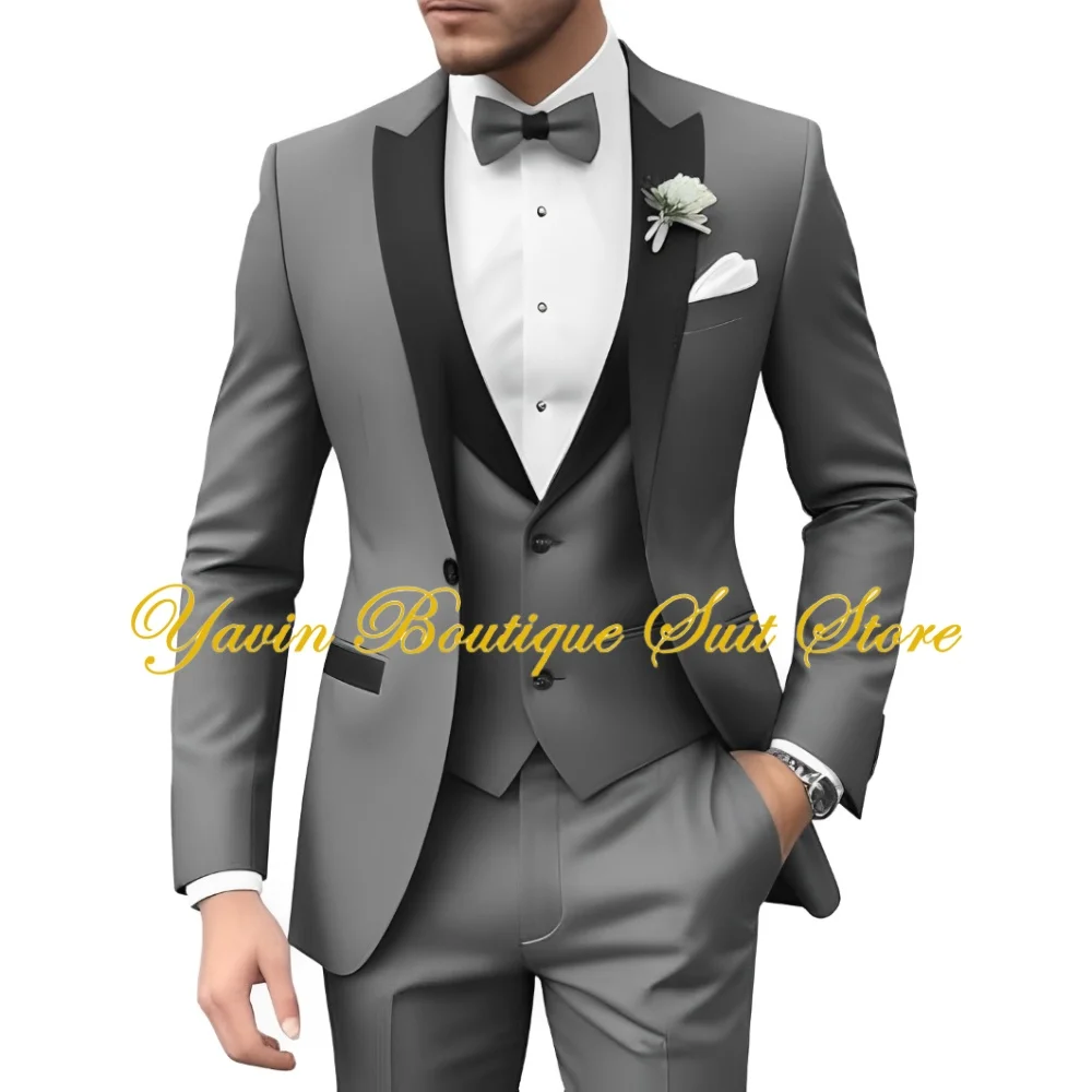 بدلة رجالية رسمية 3 قطع سترة بقصة ضيقة وسراويل تناسب الرجال بدلة سهرة عصرية لحفلات الزفاف وحفلات التخرج للرجال