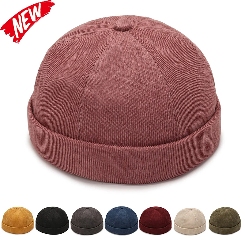 Mowen's Corduroy Beanie Hat Korean Version Street Hat Beanie Melon Skin Caps Fashion Versatile Adjustable Guppi Hip Hop Hat