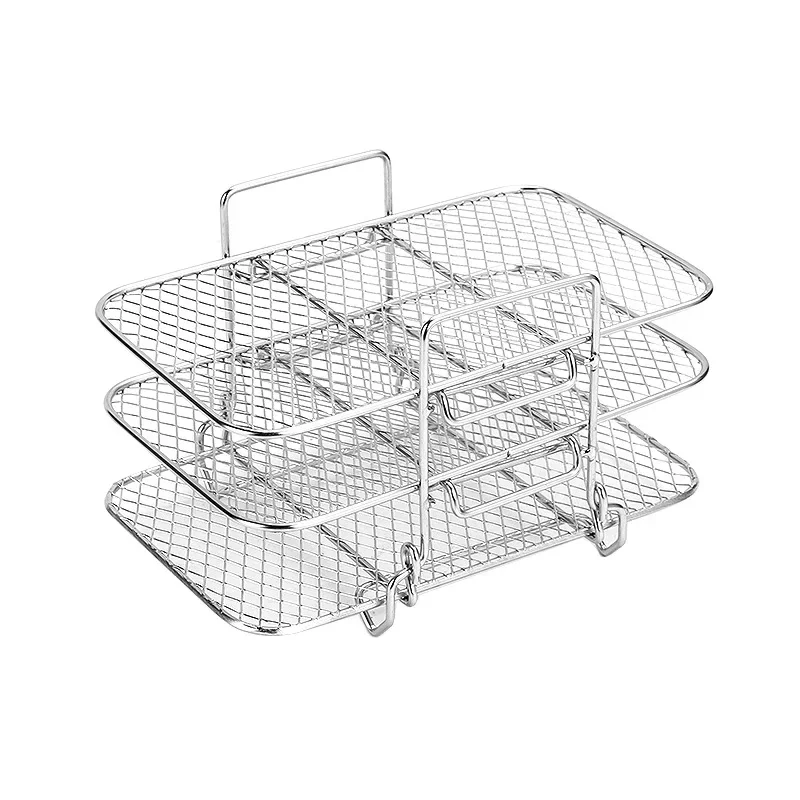 304 stainless steel grill Air fryer accessories Cooling rack Three-layer square Air fryer accessories