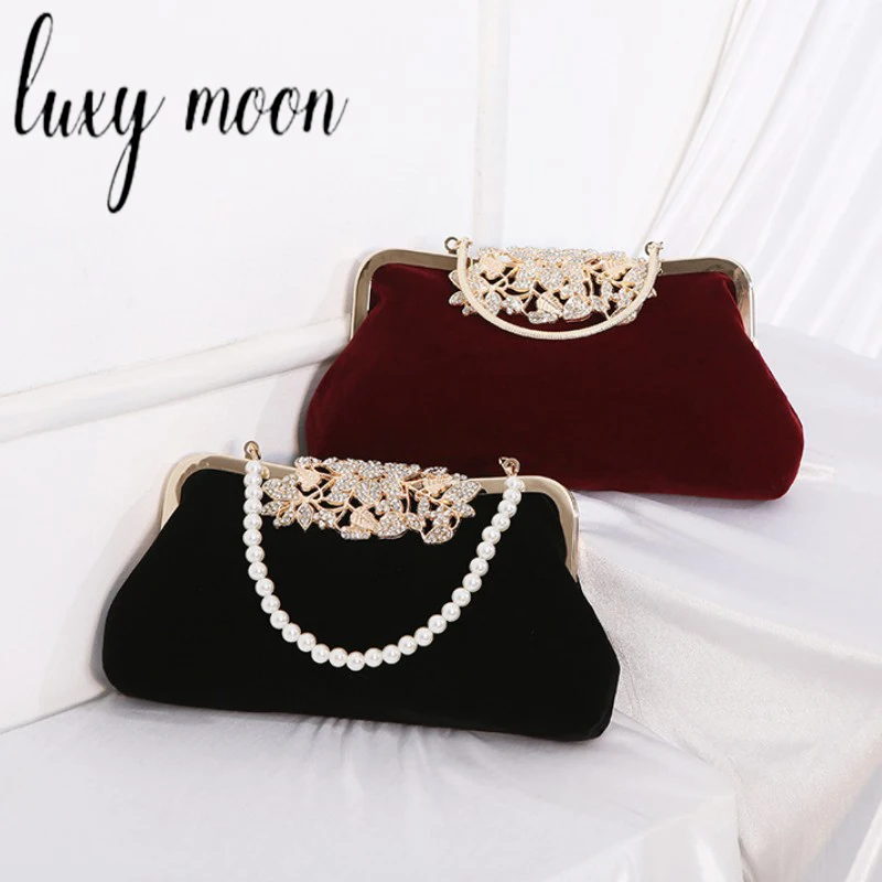 Luxy Moon Ladies Pearls Handle Evening Bags Retro Elegant Women Handbags Fashion Clutch Purses For Party Banquet Z697