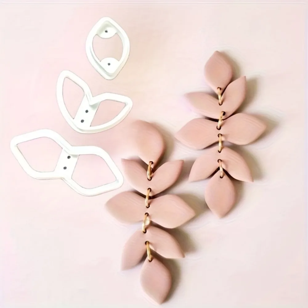 3Pcs Vine Leaves Polymer Clay Cutter Set  Boho Autumn Leaf Dangle Molds Cutters for Earrings Jewelry Making