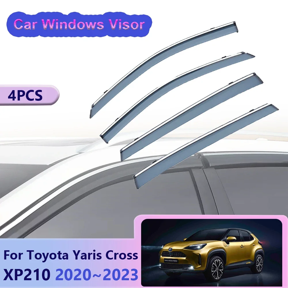 Car Window Visor for Toyota Yaris Cross XP210 2020~2023 Side Sun Rain Guard Vent Awning Shelters Smoke Cover Exterior Accessorie