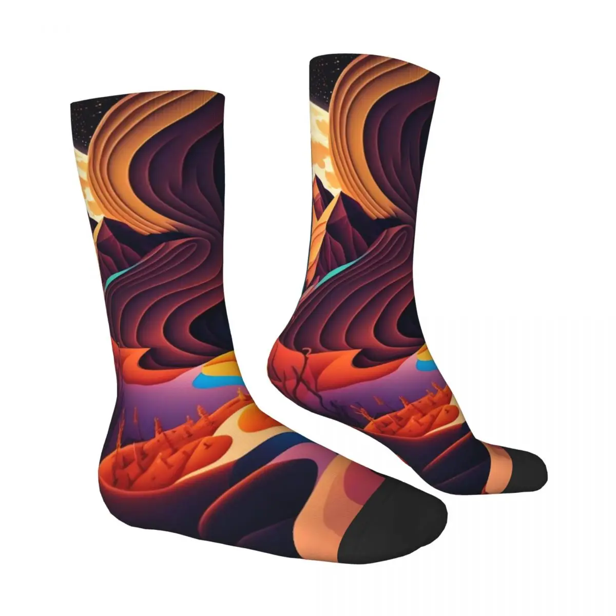 Desert At Night Socks Spring Abstract Nature Stockings Novelty Women High Quality Socks Graphic Cycling Anti-Slip Socks