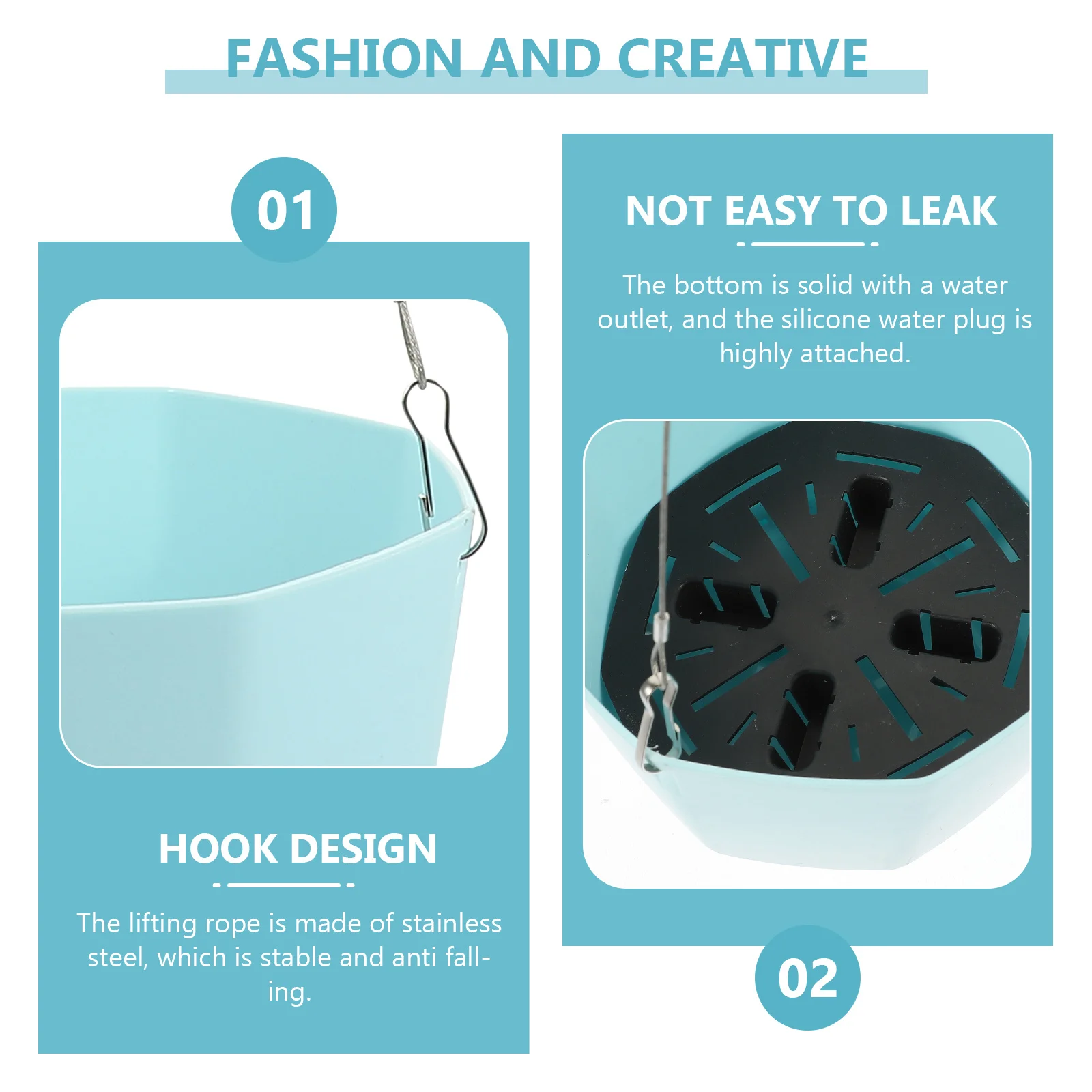 

3Sets Hanging Flower Basket Kits Weatherproof Self-Absorbent Planters for Indoor Outdoor Plants Space-Saving Garden Decor