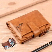 Genuine Leather Men's Wallet Luxury Short RFID Card Holder for Men Zipper Coin Purse Portable Male Wallets Billfold