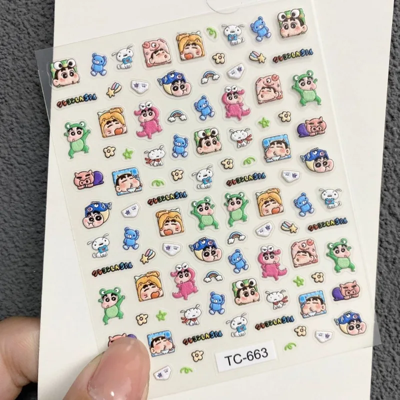 Anime Cartoon Shin-chan Cute Stickers Diy Nails Art Fake Nails Patches Material Phone Case Decoration Girls Kids Manicure Gift view 4