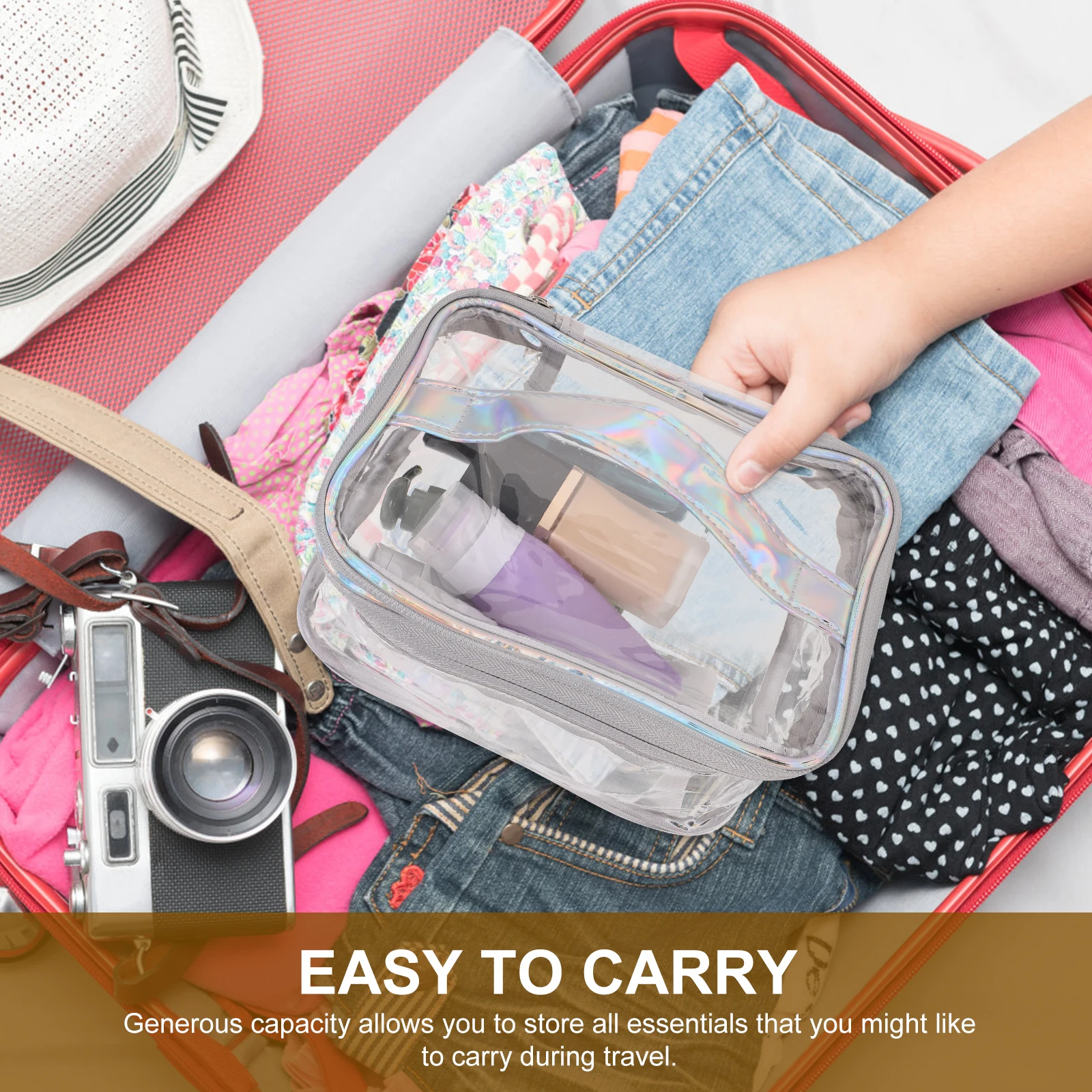 

Sturdy Clear Bag Travel Makeup Organizer Large Toiletry Storage Waterproof Pouch for Women Girls Moms Ladies Durable