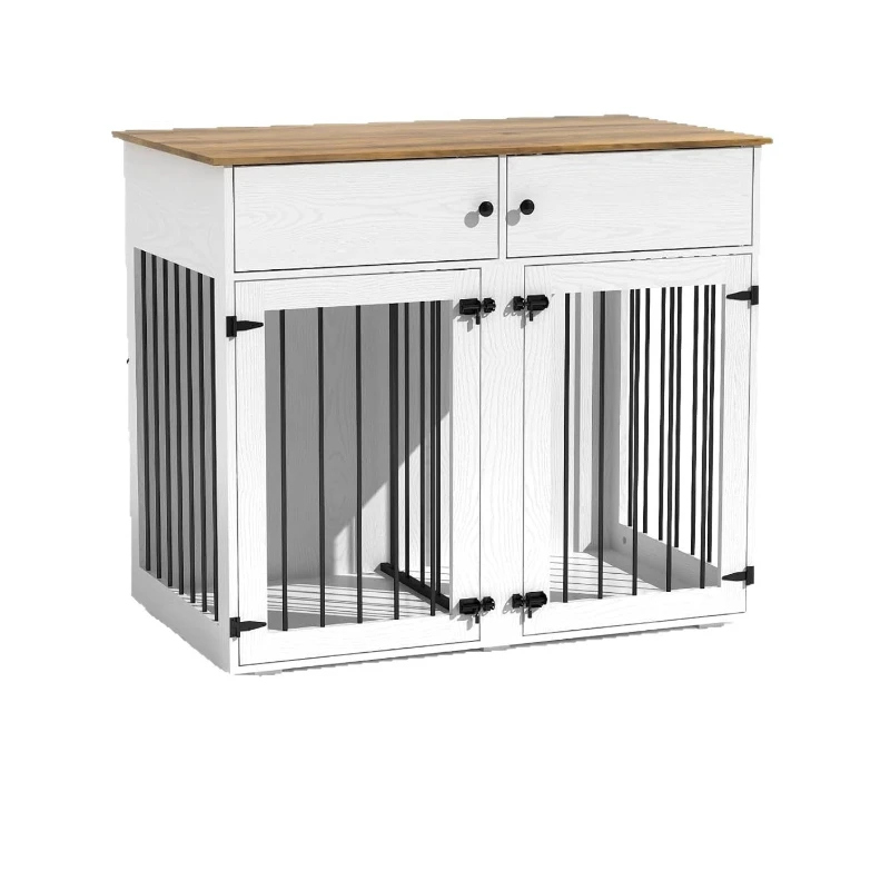 Large panel dog cage with drawers and baffle heavy duty dog cage furniture
