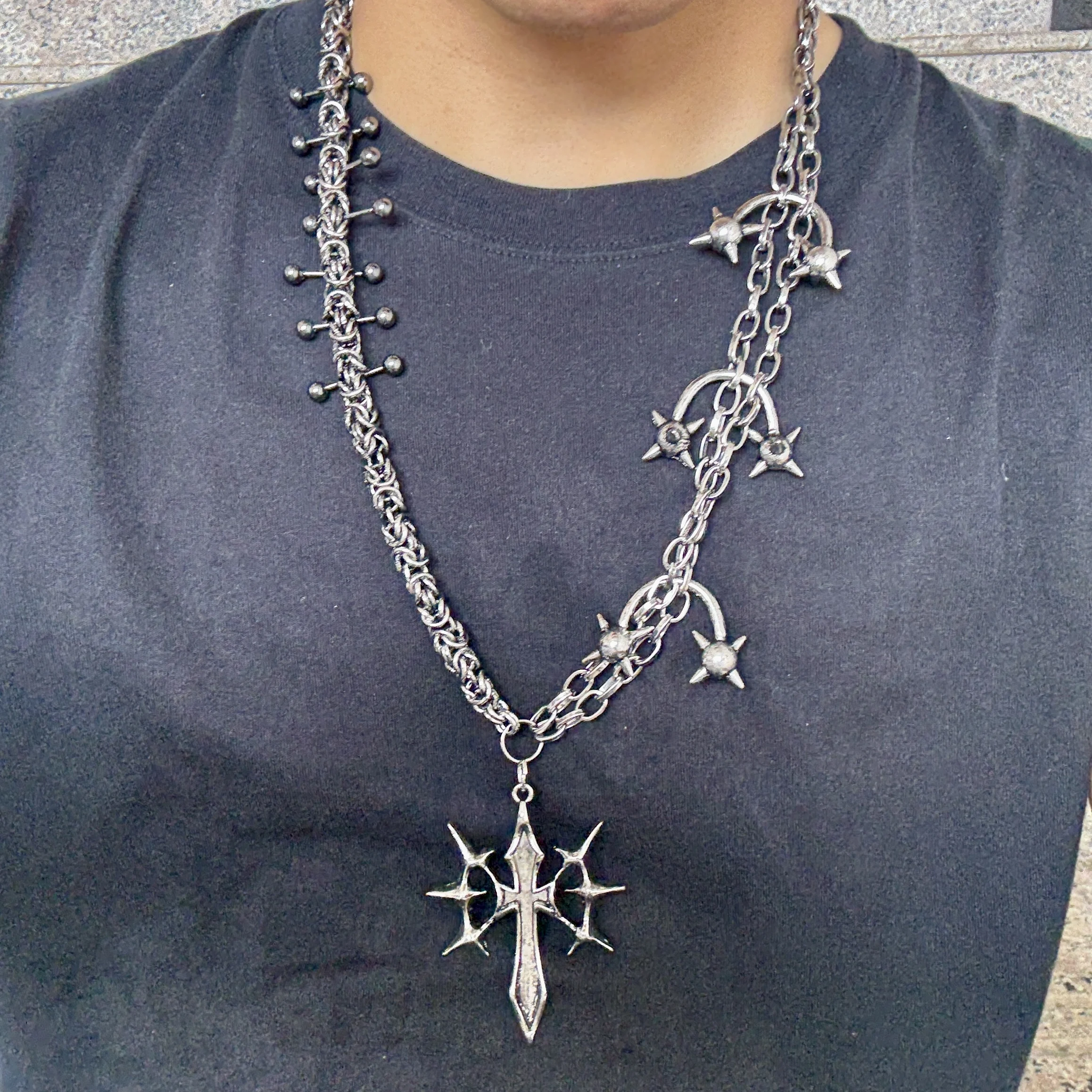 

Original Punk Gothic Style Necklace City Main Style Retro Heavy Industry Cross Necklace Couple Trendy Accessories