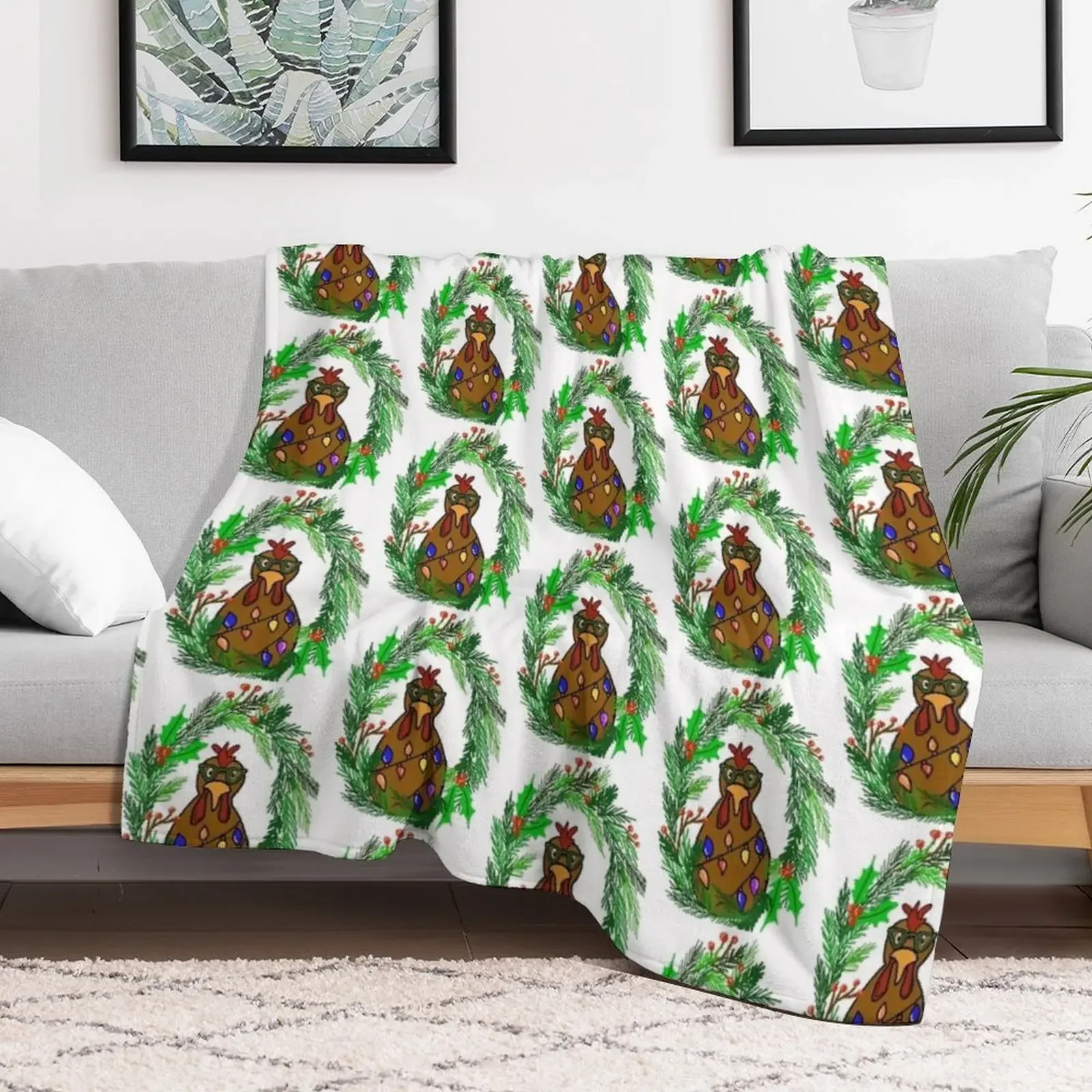 Christmas Chicken Throw Blanket Soft Comfort Blanket for Reading Watching TV
