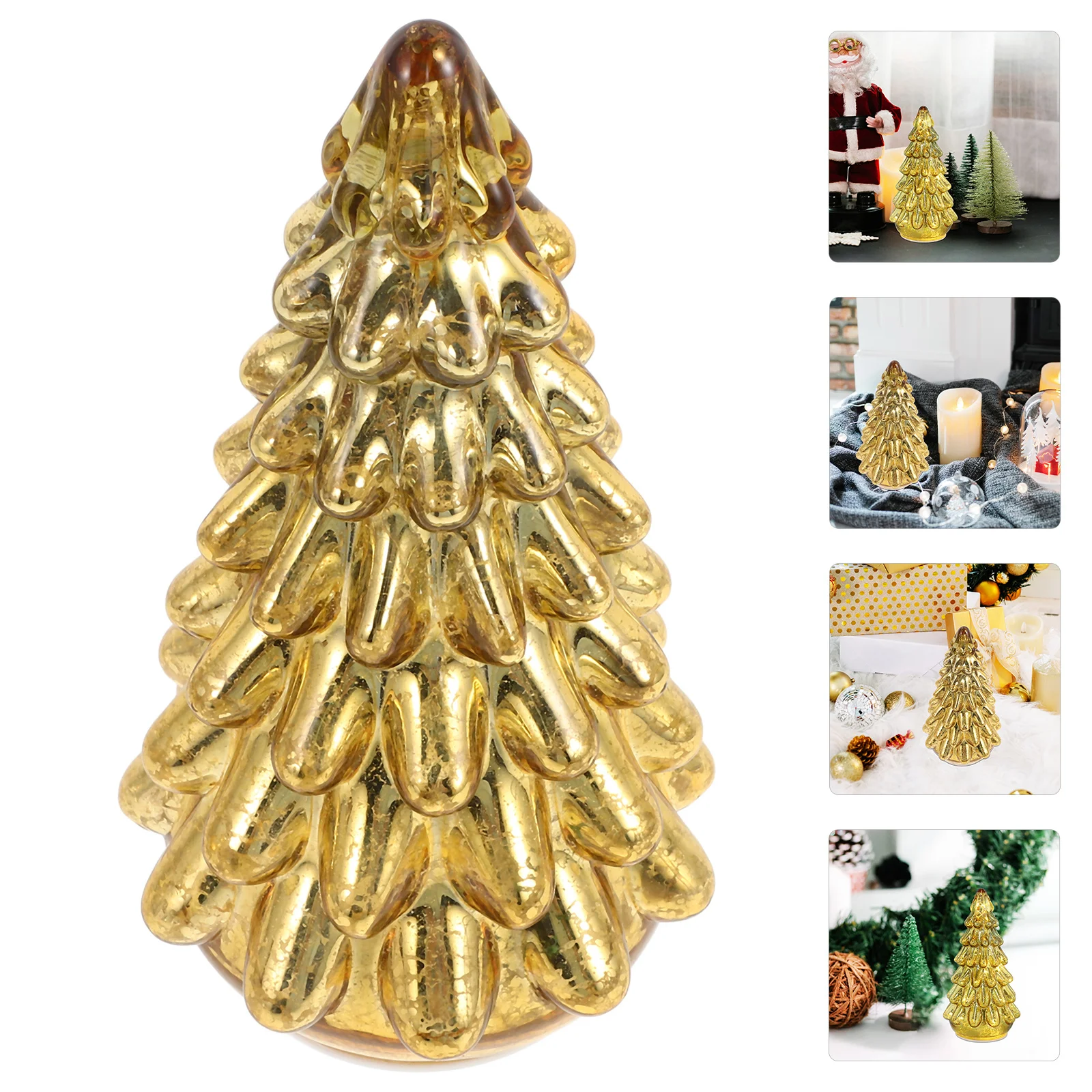 

Glass Christmas Tree Holiday Decoration Small Tabletop Xmas Tree Ornament Decorative Indoor Party Supplies Xmas Decor