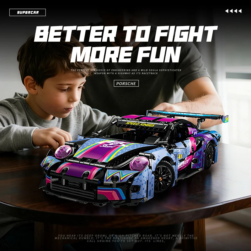 Supercar brick Puzzle toy 1:14DIY Children Adult Gift Technology Racing Sports car Model Building Block Technology Adult