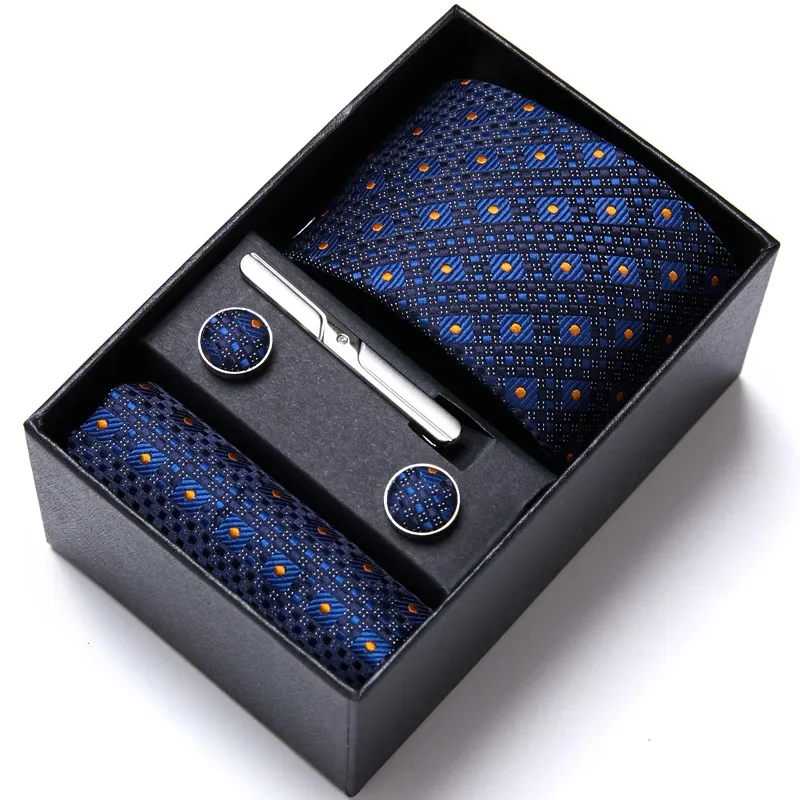 Men's tie six piece set gift box, group tie, business suit, wedding tie in stock