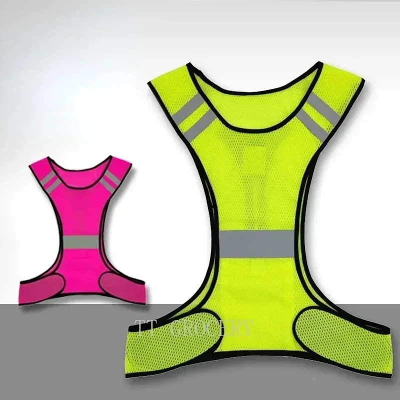 Safety Reflective Vest  Adjustable Cycling Vest Night Warning Work Fishing Sports Vest Reflective Fabric Reflector Tape