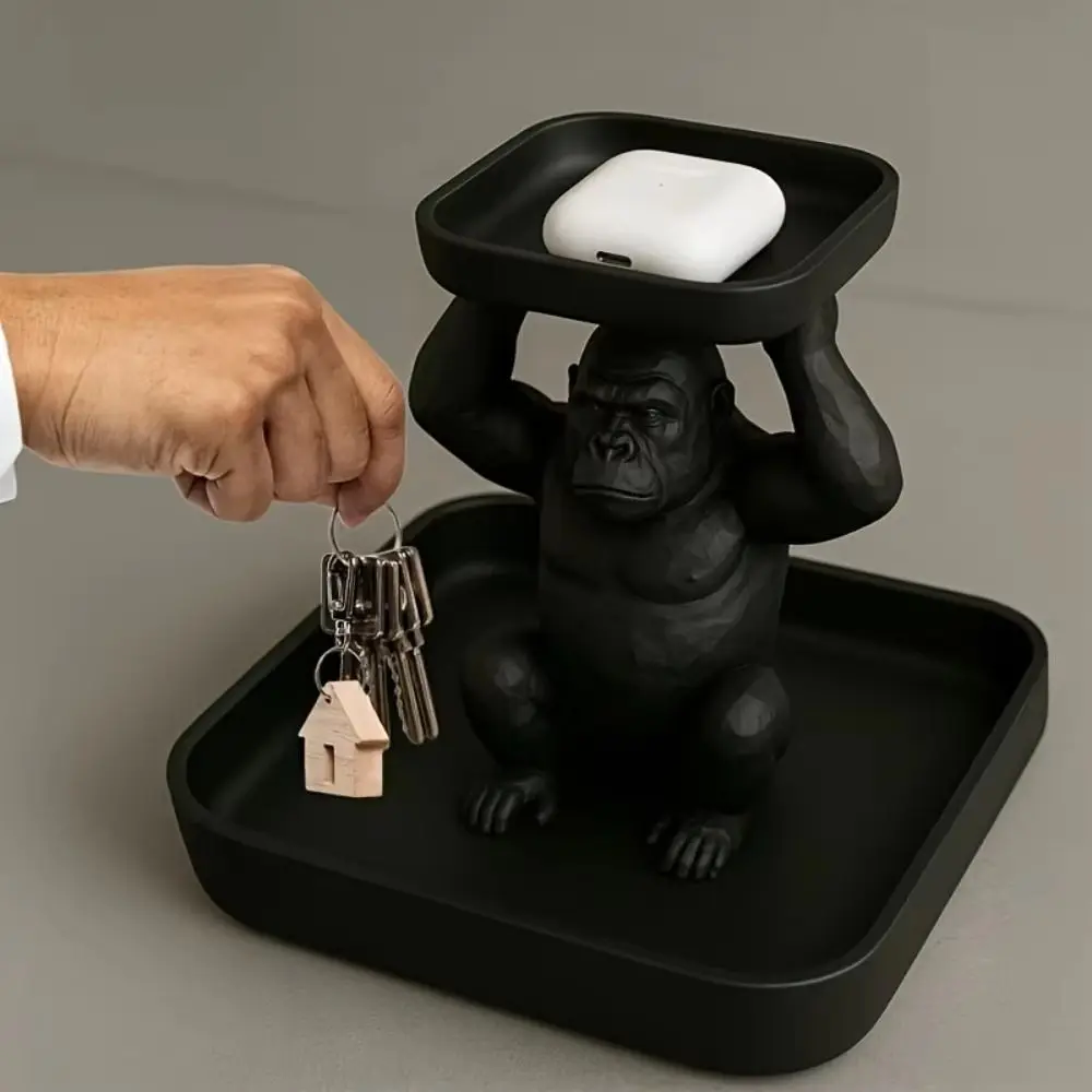 Creative Plastic Gorilla Storage Tray Unique Decorative Gorilla Tray Ornament Cute Desktop Storage Box Entryway
