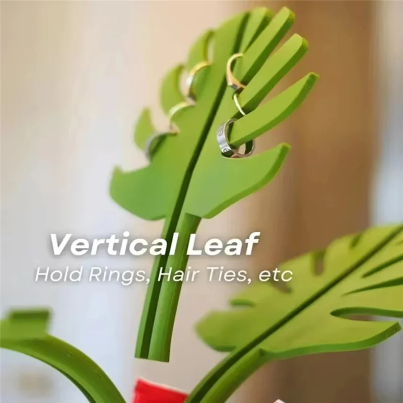 

ABFU-Mirror Monstera Bathroom Organizer Mirror Jewelry Bracelet Holder Watch Wallet Storage Toothbrush Toothpaste Organizer