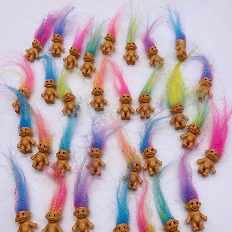 

5/10pcs mini long hair clown doll Trolls Dolls Colorful Hair Family Members Models Kids Toys for Children Gift Nostalgic Adult