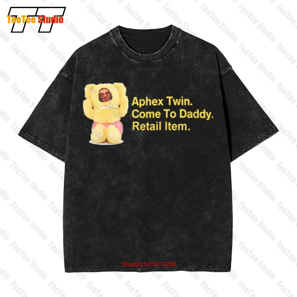Aphex Twin Come To Daddy Yellow Bear Vintage Oversized T-Shirt Black Tee KZMA
