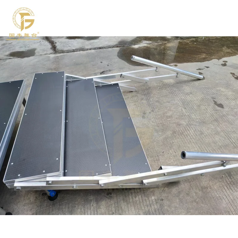 Aluminum Easy Assemble Adjustable Legs Event Stage Platform 3-steps Stairs for Simple Stage