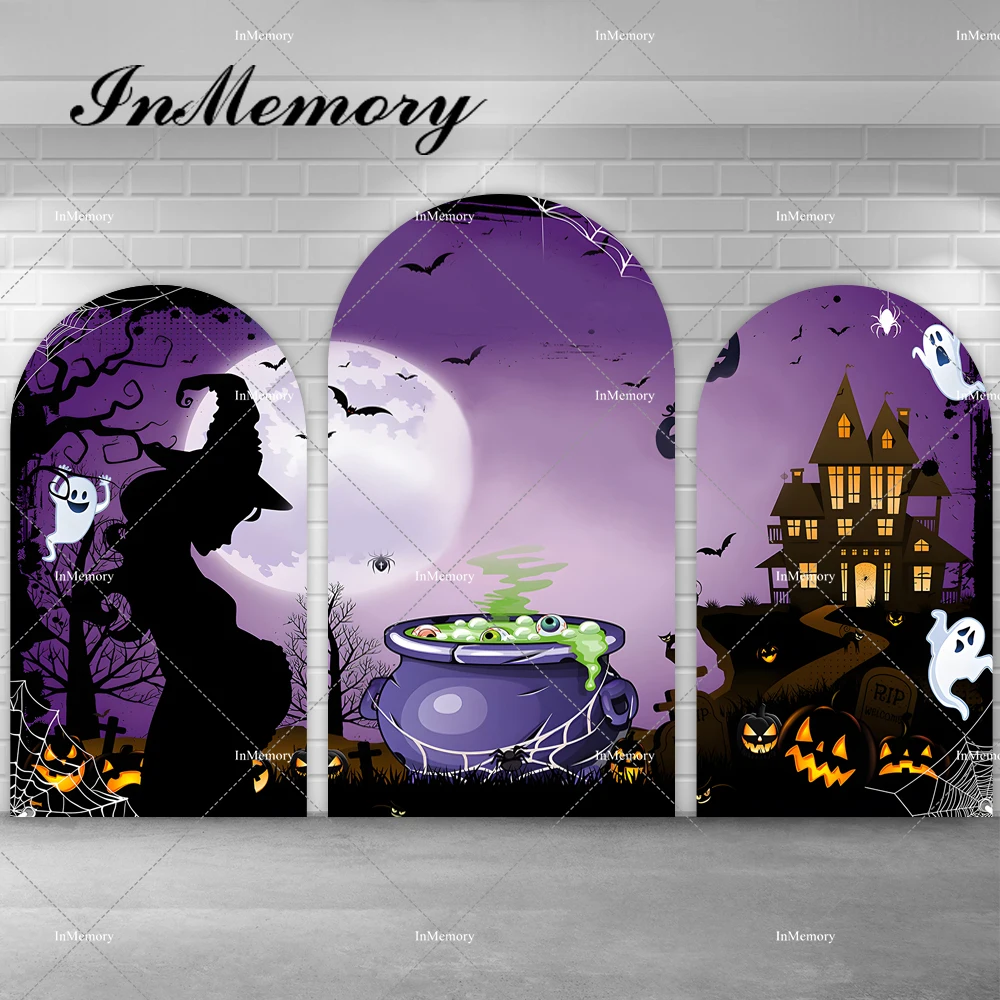 Halloween Day Horrible Arch Backdrop Cover Nightmare Before Halloween Full Moon Ghost Decor Photo Studio Photography Backgrounds