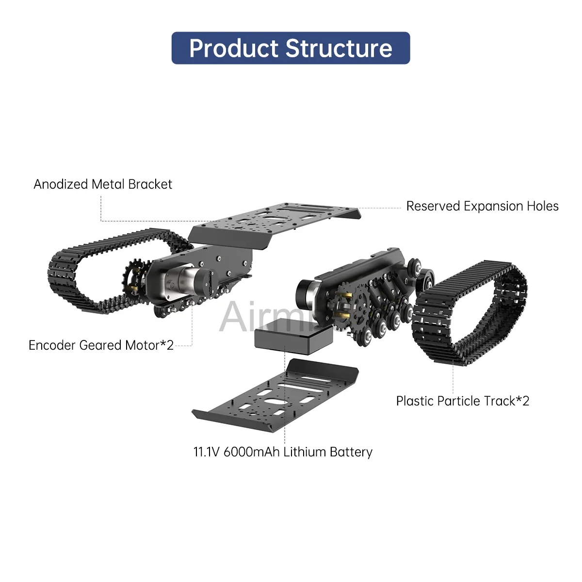 10 kg di carico in metallo sospeso forte assorbimento degli urti cingolato serbatoio robot telaio per auto 12 V motore codificato per braccio robot Arduino STM32