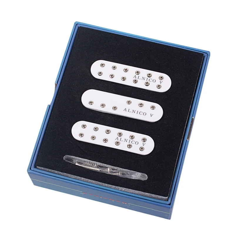 HOMELAND 3Pcs Mini Alnico V Single Coil SSS Guitar Pickups Humbucker For Guitar Bass Musical Instrument GMN45 (White)