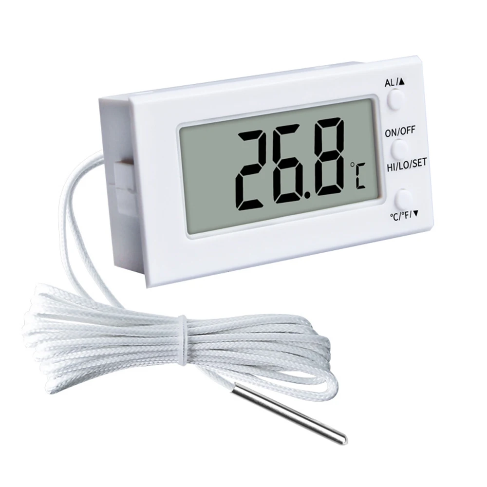 Embedded Electronic Thermometer Digital Pyrometer Temperature Tester Meter With Temperature Alarm Refrigerator Freezer Pet Crate