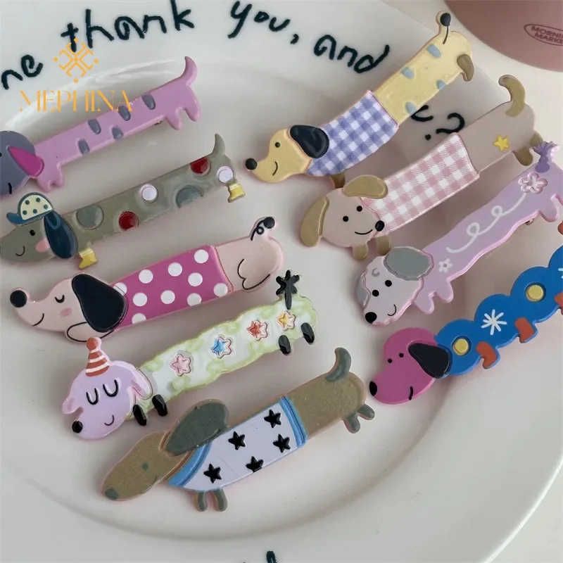 3 ชิ้น/เซ็ต Puppy Cat Barrettes อะคริลิคสัตว์น่ารักเรขาคณิตคลิปผม Hairpin ด้านข้าง Pins ผู้หญิงอุปกรณ์เสริมผม