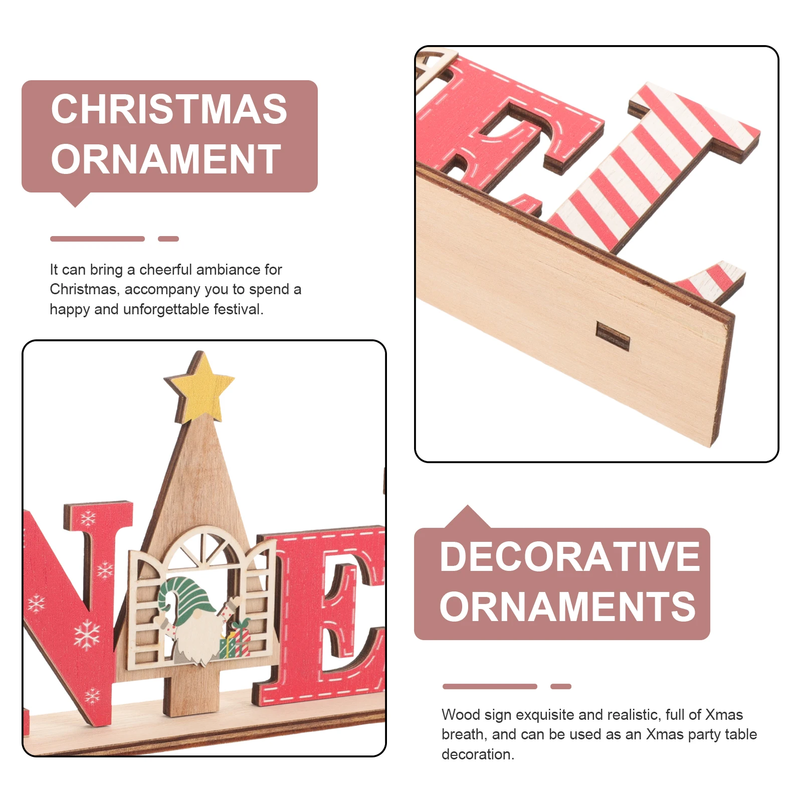 

Christmas Tabletop Decoration 3D Wooden Sign Home Office Xmas Party Ornament Desktop Centerpiece Fireplace Holiday Decor Wood