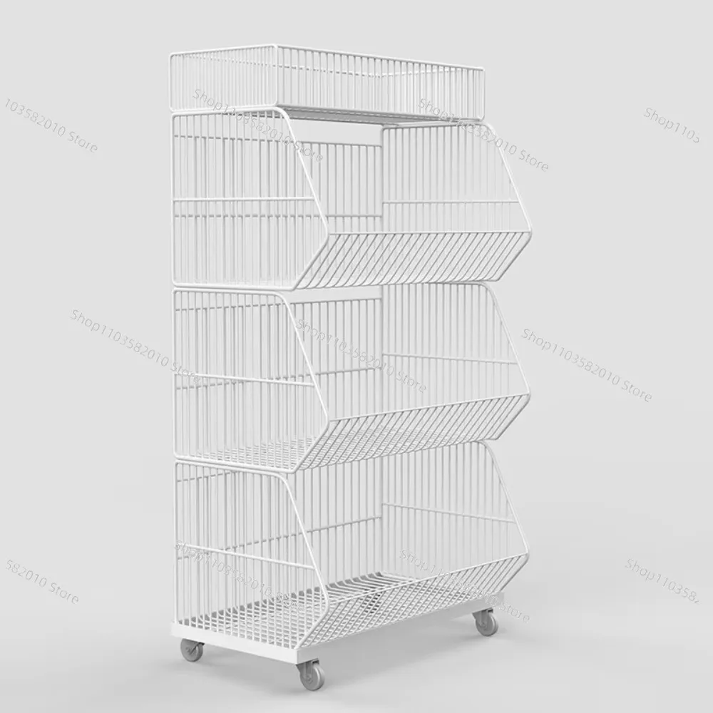Bread snack display rack Supermarket floor Wire mesh basket Storage rack