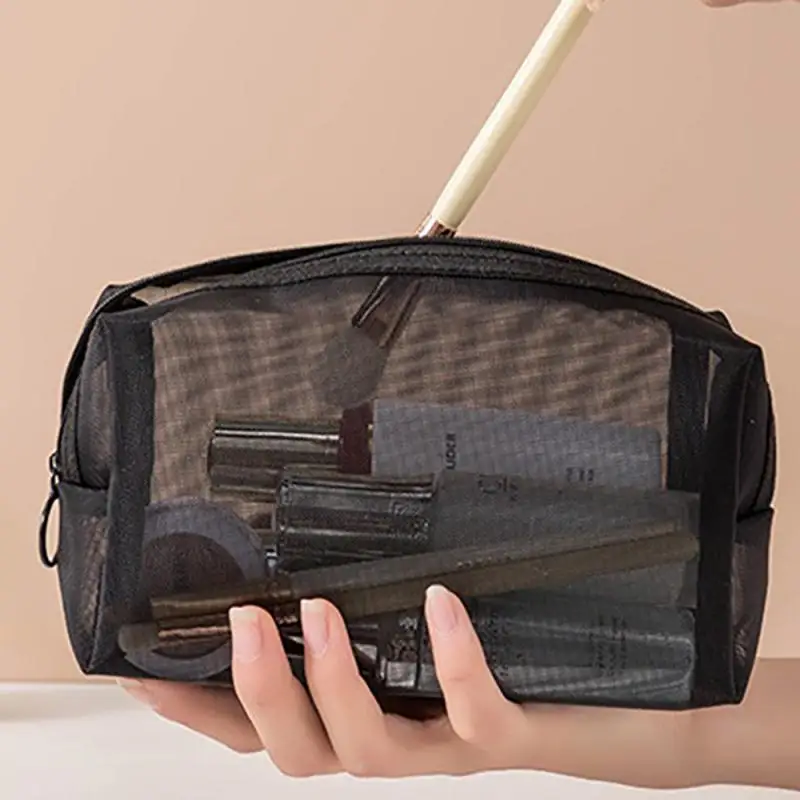 Women Mesh Cosmetic Bag Travel Storage Makeup Bag Organizer Female Make Up Pouch Portable Small Large Toiletry Beauty Case