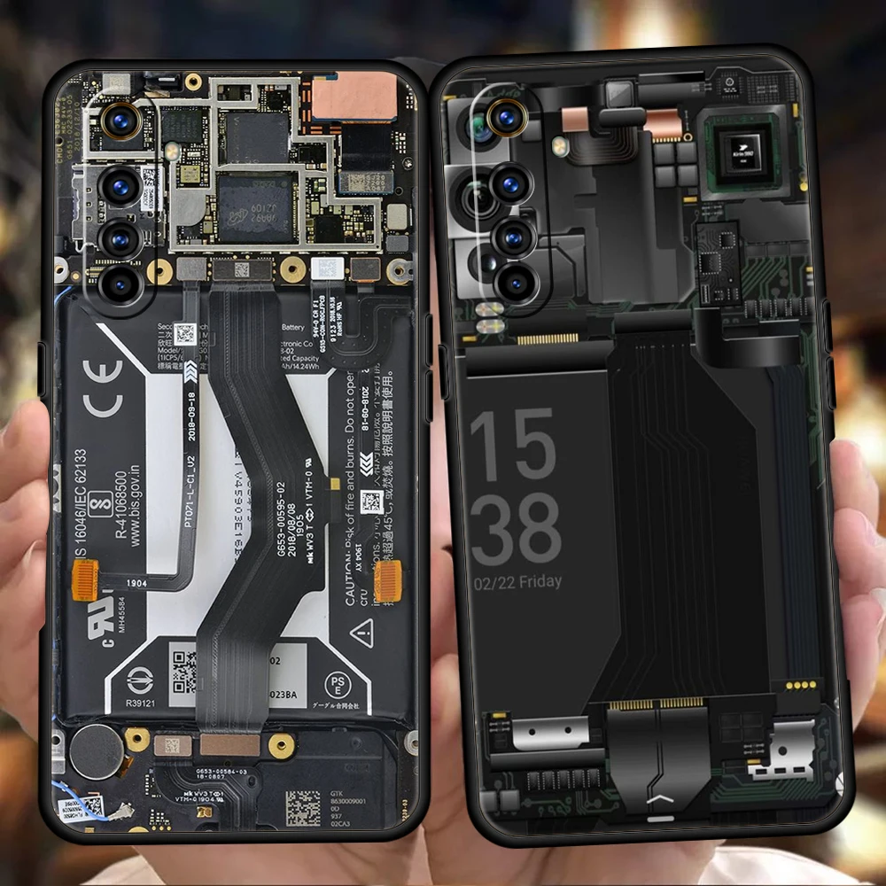 Inside Circuit Board Phone Case Cover for Oppo A12 A15 A16 A74 A76 A54 Reno 6 7 Find X5 Pro A9 2020 Plus 5G Silicone Soft Shell