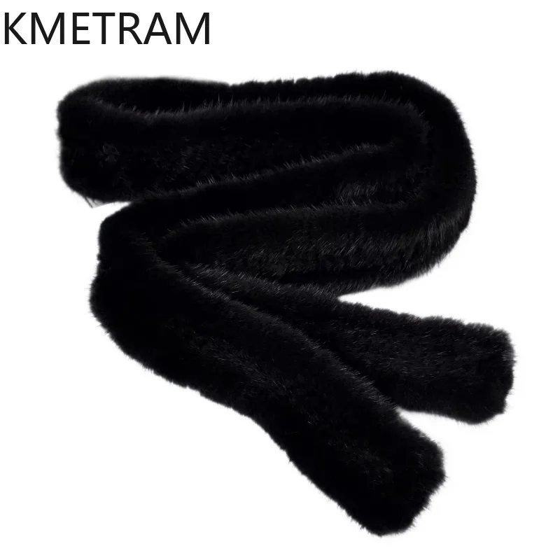 

KMETRAM 100% Real Mink Fur Woven Belt Women Winter Belt That Can Be Paired with Fur
